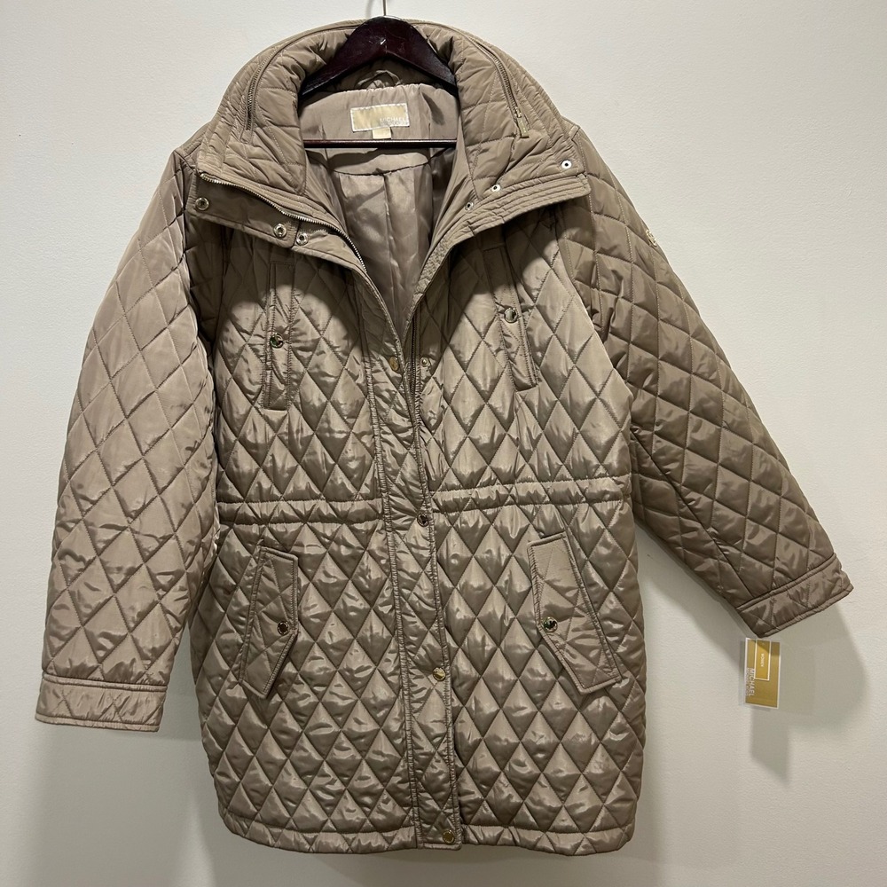 MICHAEL KORS Women Quilted Barn Jacket Taupe Size‎ 2X Warm Winter Coat